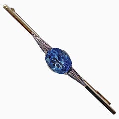 1920’s Scandinavian 14K synthetic spinel Bar Brooch Pin