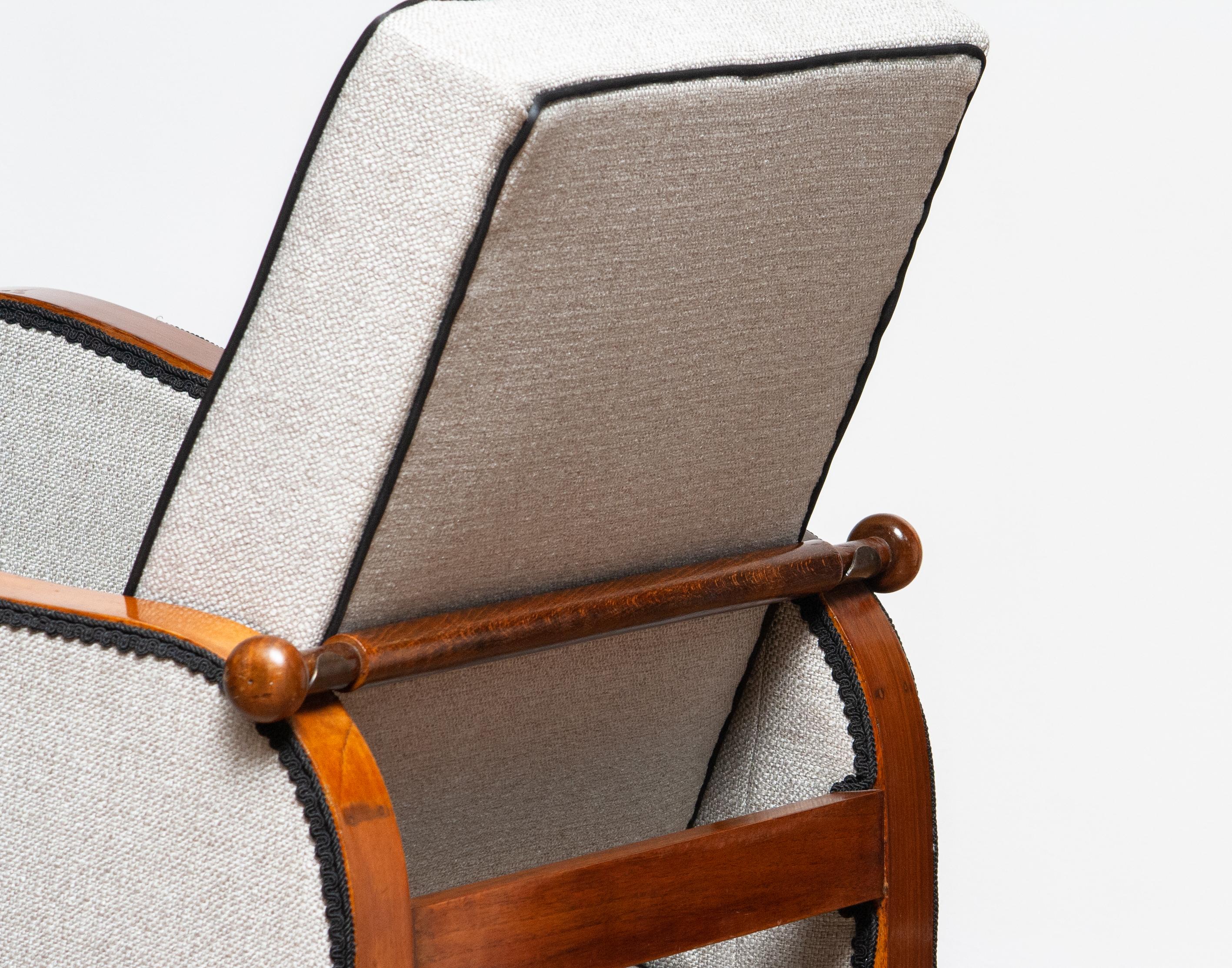 1920s, Scandinavian Art Deco Armchair / Lounge Chair Silver Grey on Walnut 4