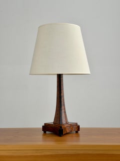 1920s Scandinavian Table Lamp, Flamed Birch & Black Stain, Art Deco