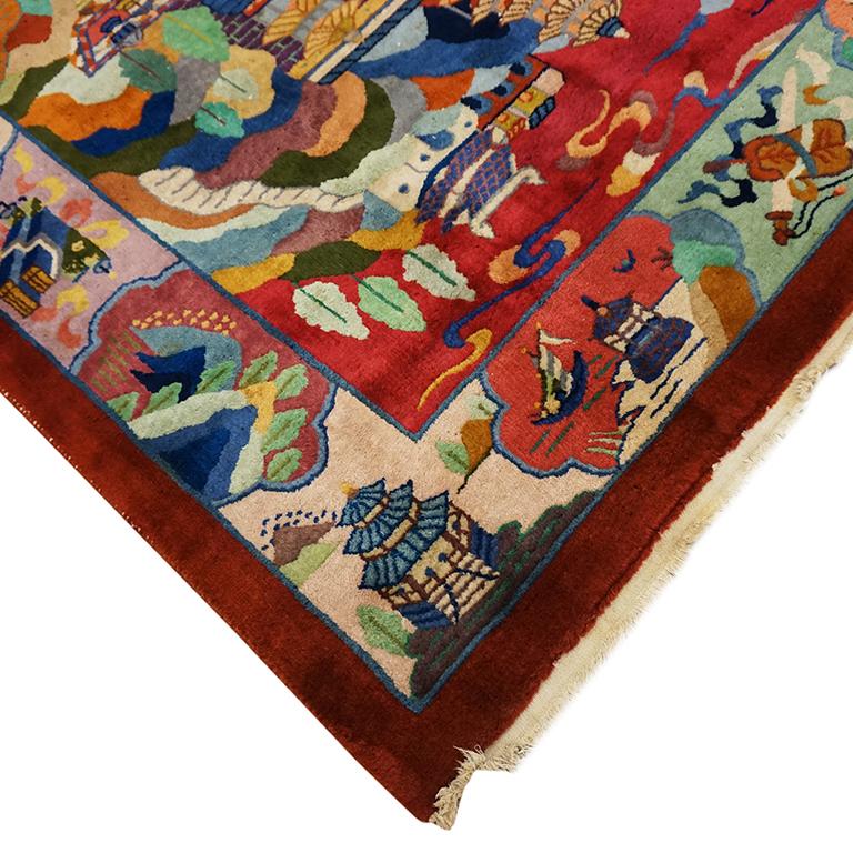 Noué à la main Tapis chinois art déco des années 1920 par Nichols Workshop en vente