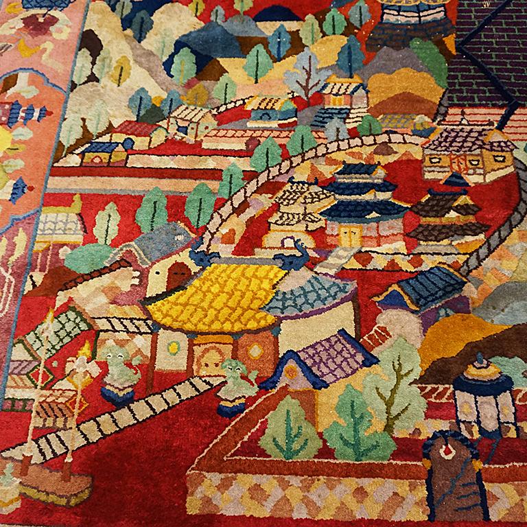 Laine Tapis chinois art déco des années 1920 par Nichols Workshop en vente