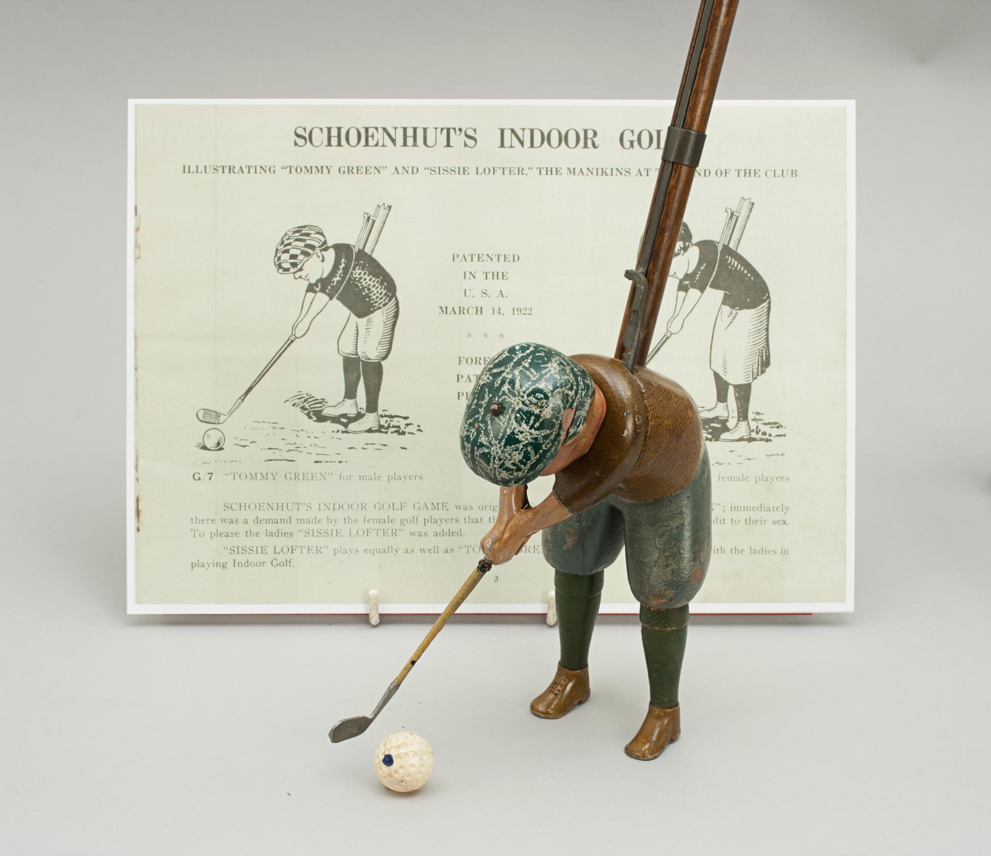 jouet de golf intérieur Schoenhut des années 1920:: Tommy Green:: jeu de golf 3