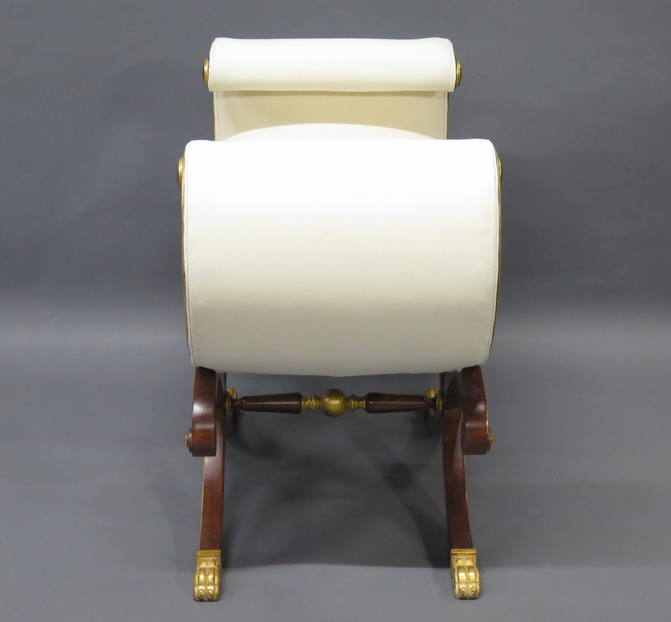 Empire 1920s Scroll Side Bench / Stool For Sale
