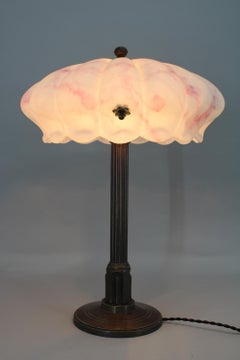 1920s Secession Brass and Glass Table lamp, Czechoslovakia