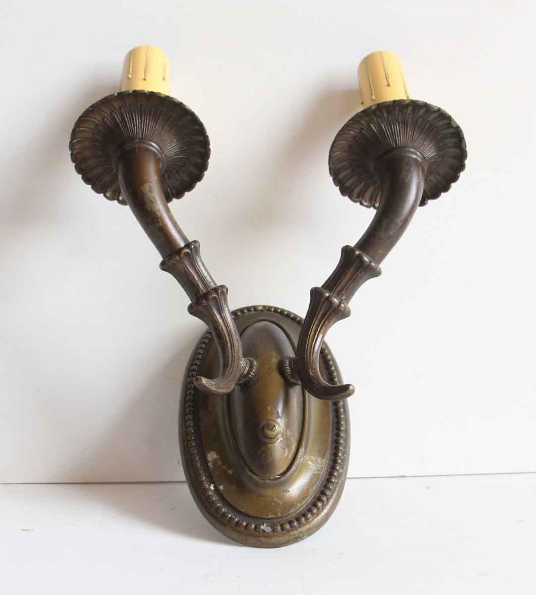 1920s Set of 3 Two Arm Empire Wall Sconces w/ Beaded and Cornucopia Detail In Good Condition In New York, NY