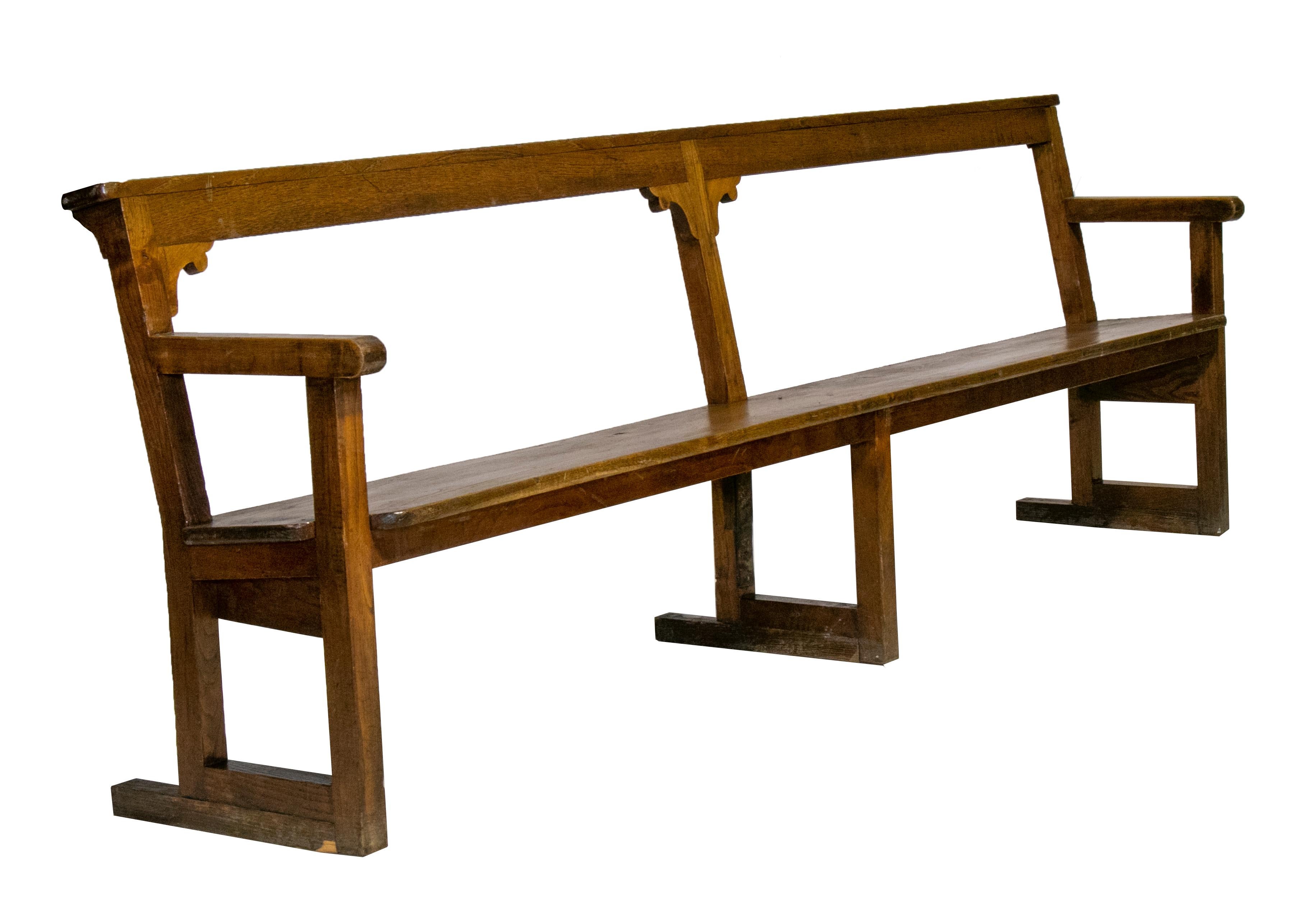 1920s set of 4 European hand carved church pews.