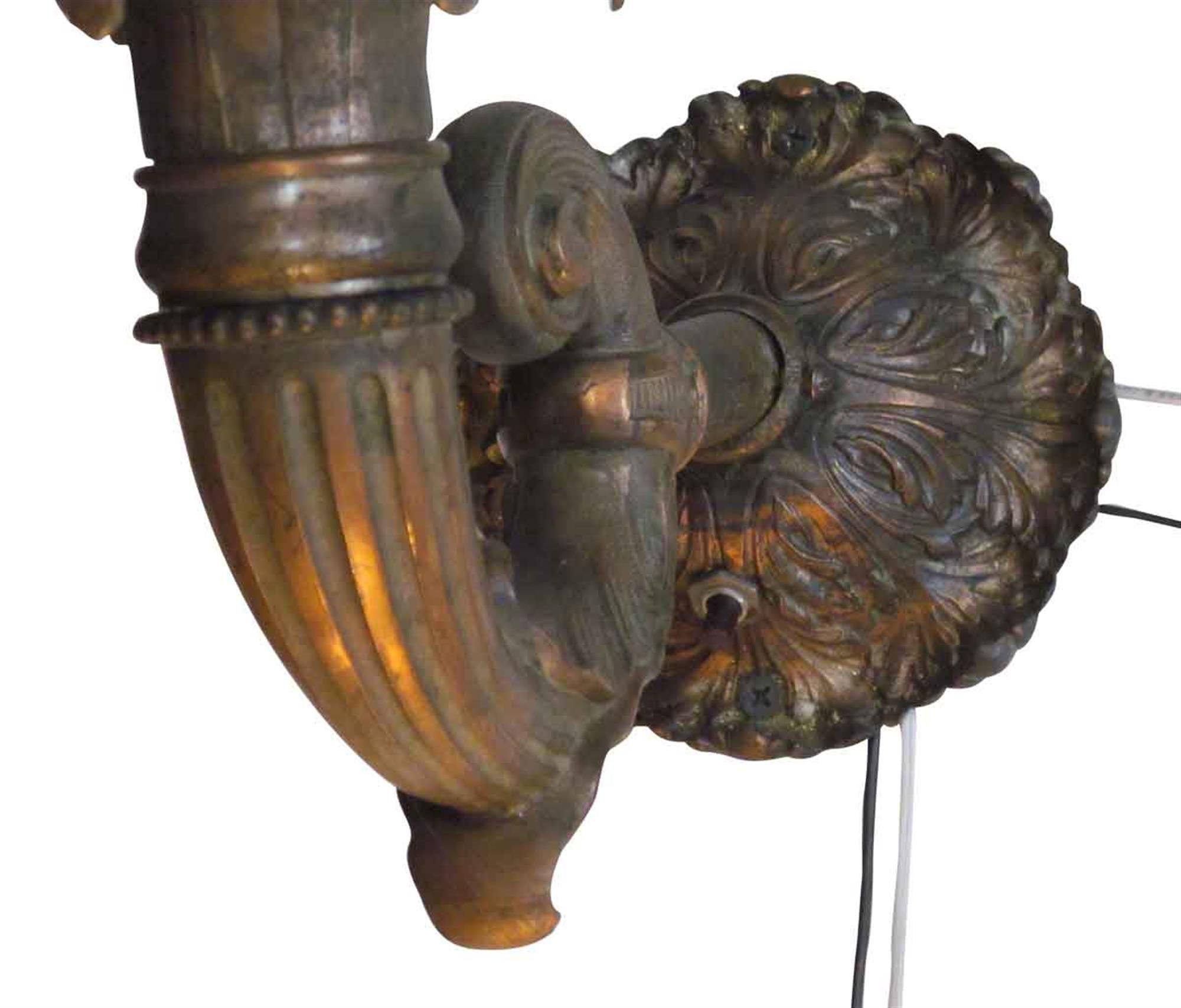 1920s Set of Seven Bronze Sconces, Both Double and Single Arms 1