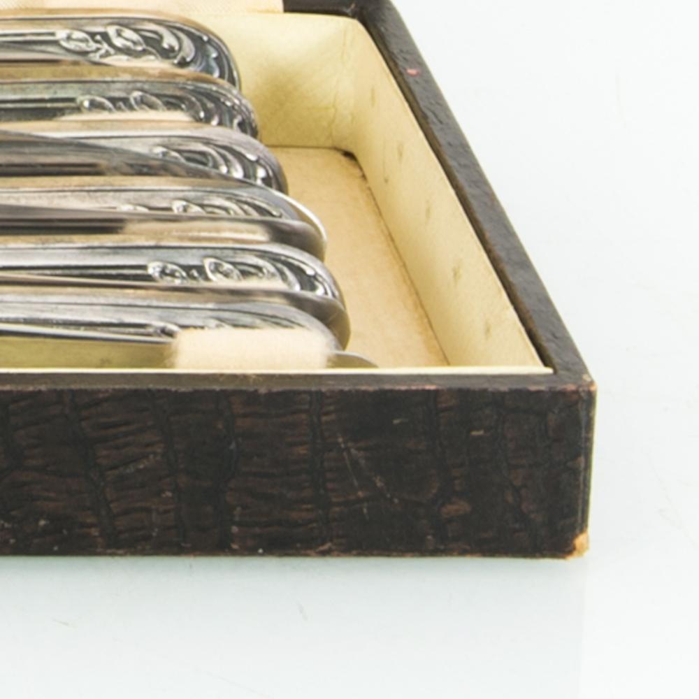 Art Deco 1920s Set of Silver-Plated Cutlery Knife Box