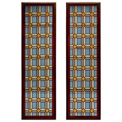 One of Two Multicolored Stained Glass Windows Panels
