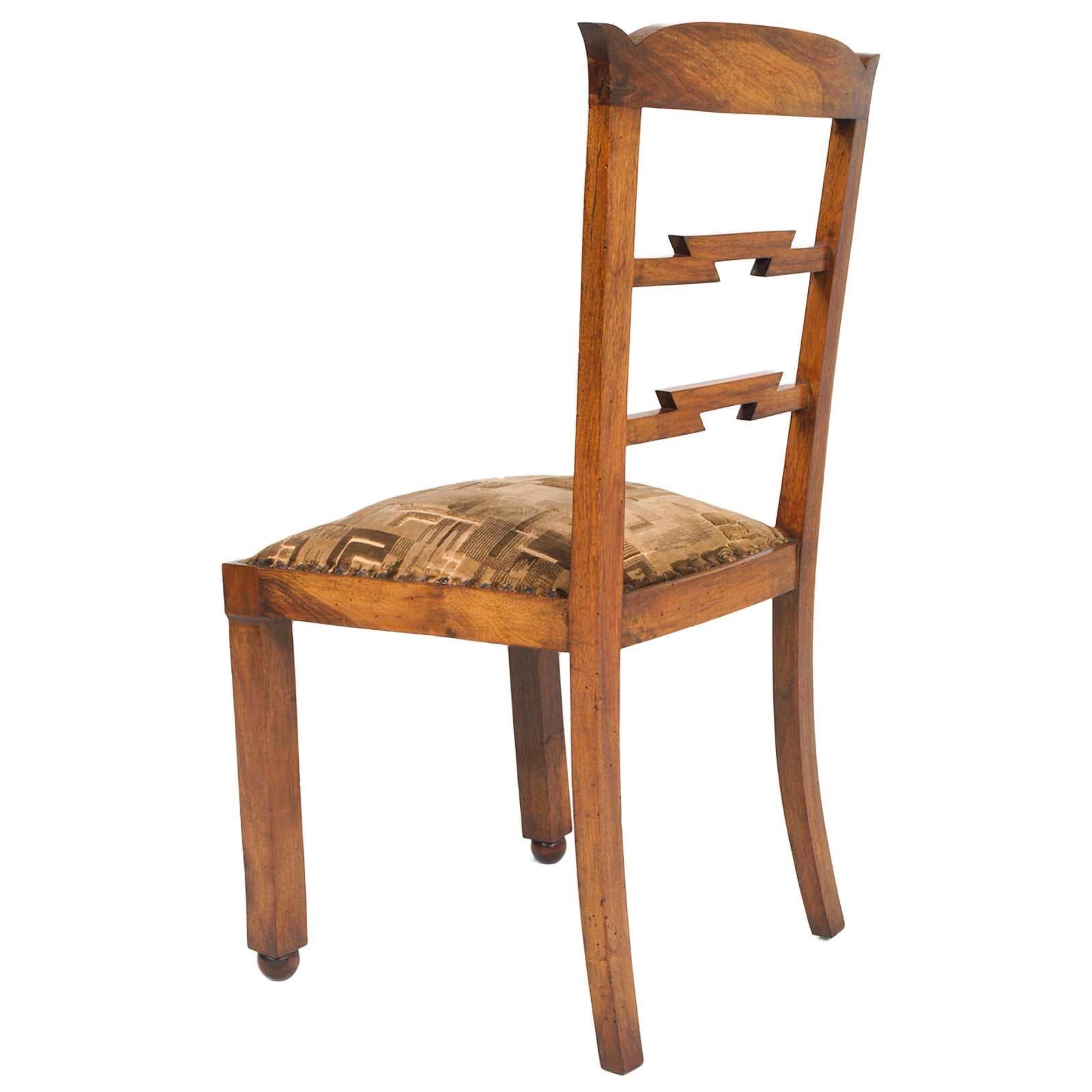 Italian 1920s Set of Six Chairs Art Deco by Osvaldo Borsani Original Futurist Upholstery