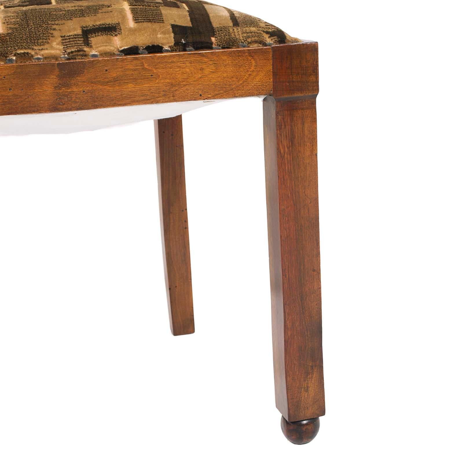 1920s Set of Six Chairs Art Deco by Osvaldo Borsani Original Futurist Upholstery In Good Condition In Vigonza, Padua