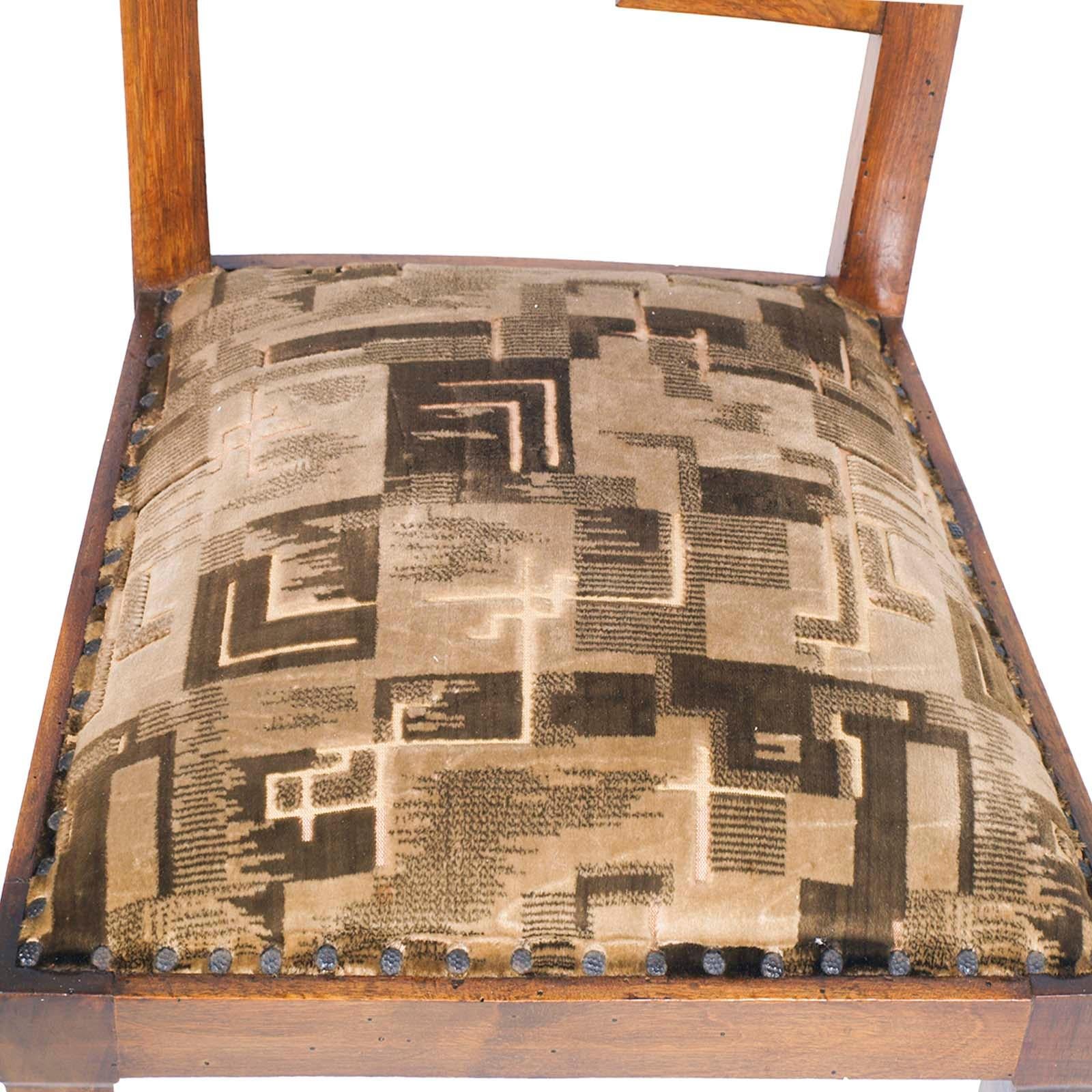 Early 20th Century 1920s Set of Six Chairs Art Deco by Osvaldo Borsani Original Futurist Upholstery