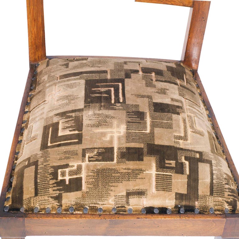 Early 20th Century 1920s Set of Six Chairs Art Deco by Osvaldo Borsani Original Futurist Upholstery For Sale