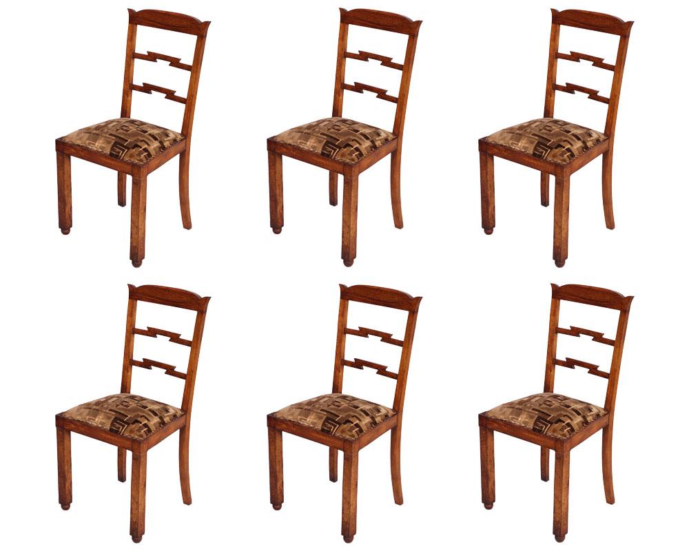 1920s Set of Six Chairs Art Deco by Osvaldo Borsani Original Futurist Upholstery 2