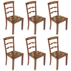 1920s Set of Six Chairs Art Deco by Osvaldo Borsani Original Futurist Upholstery