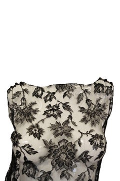 Sheer Black Lace Fluted Ruffle Dress, 1920s
