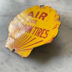 Shell Balloon Tires Yellow Tire Air Machine Porcelain Sign Gas Station
