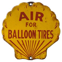 Shell Balloon Tires Yellow Tire Air Machine Porcelain Sign Gas Station