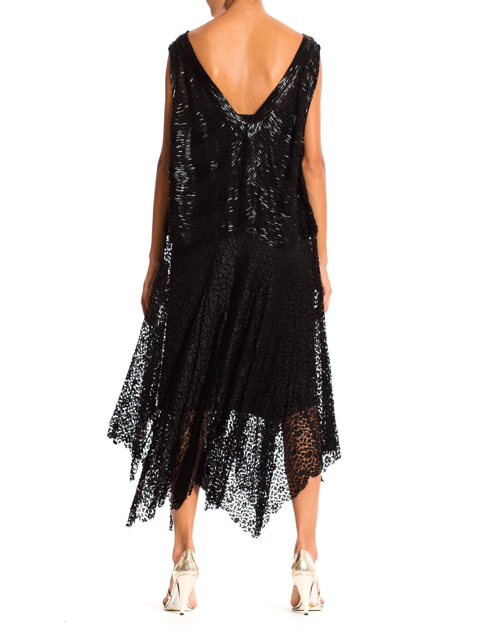 Black 1920'S Silk Beaded Lace Dress