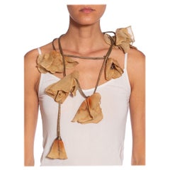 1920S Silk Chiffon & Lamé Novelty Rose Necklace