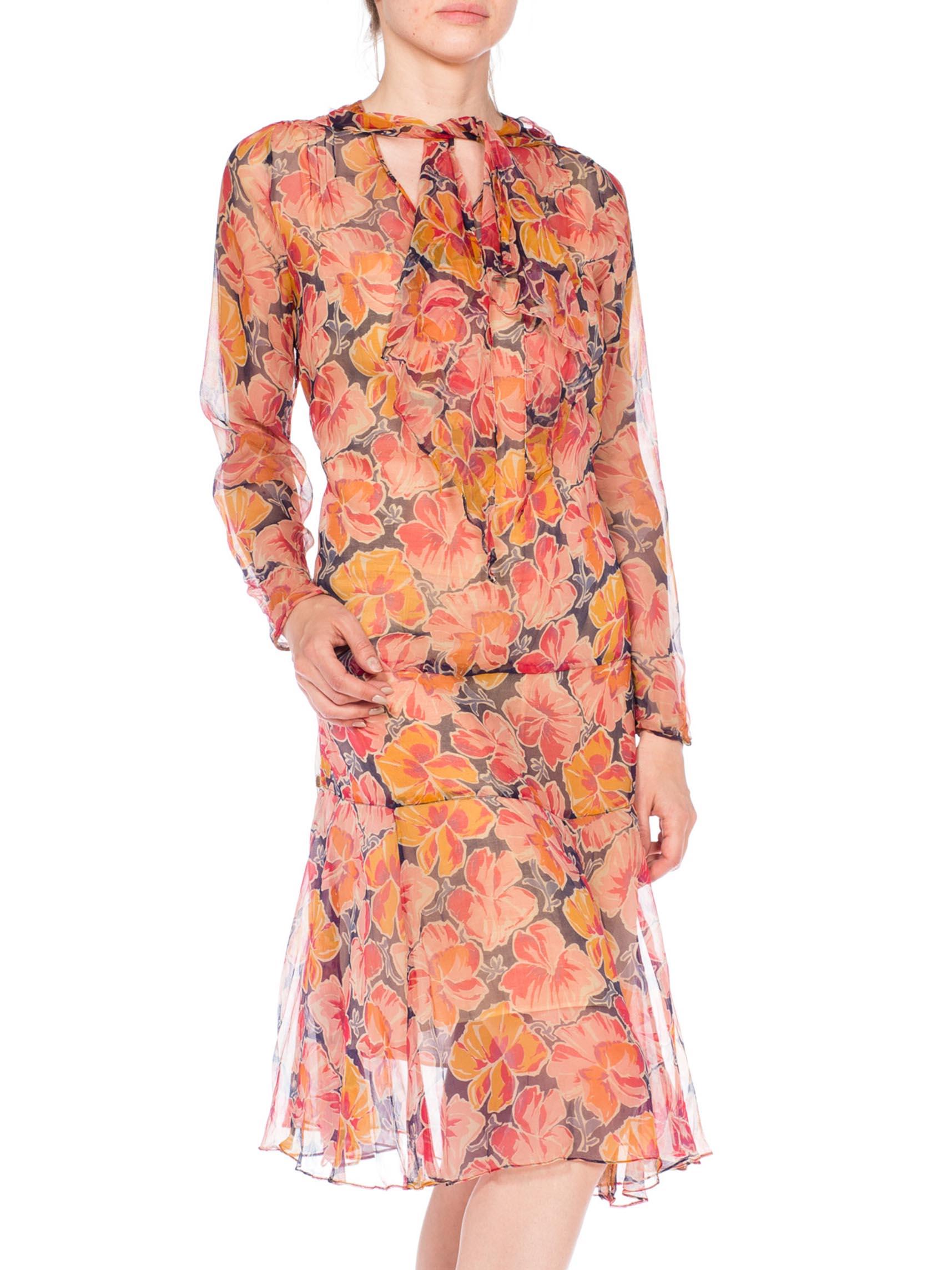 silk chiffon dress with sleeves