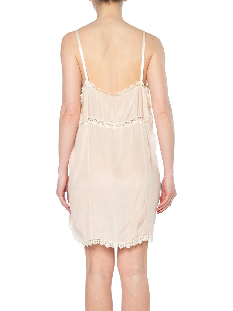 1920S Blush Pink Silk and Lace Slip Dress Negligee For Sale at 1stDibs ...