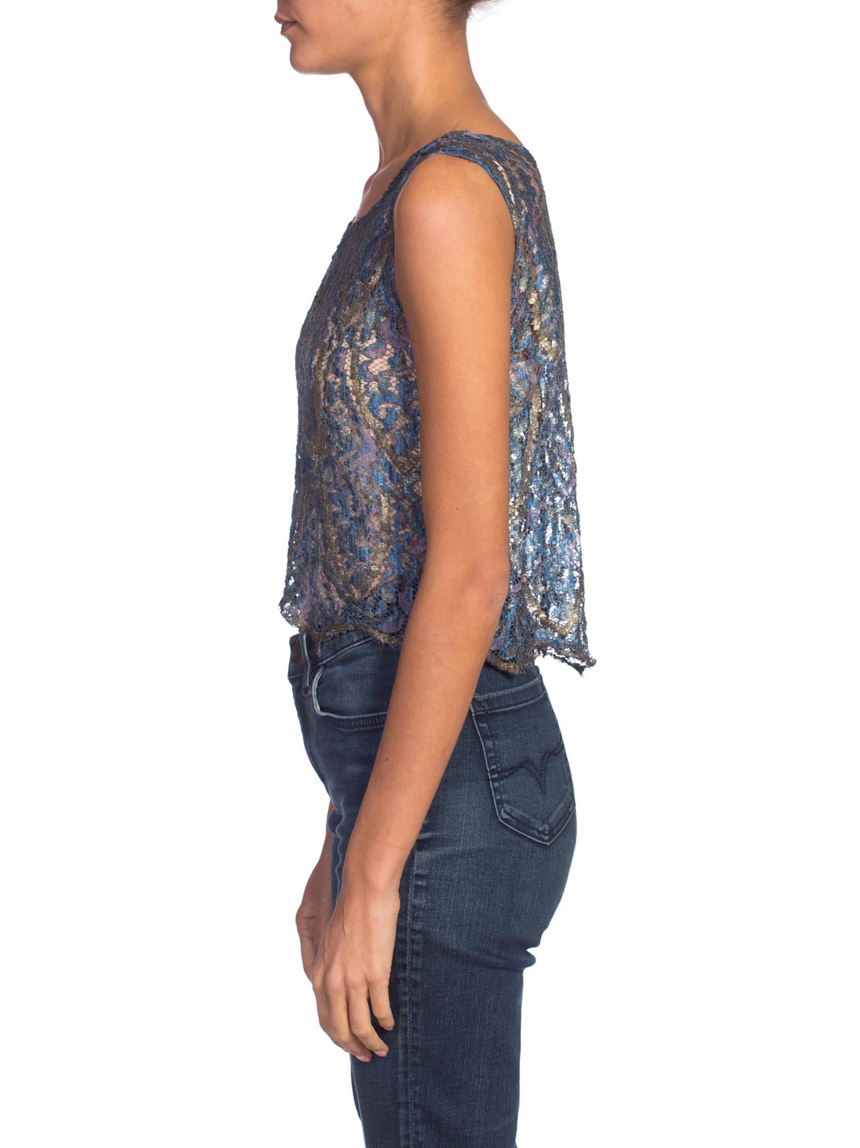 1920's Silk + Silver Lame Lace Top In Good Condition In New York, NY