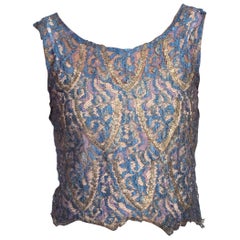 1920's Silk + Silver Lame Lace Top