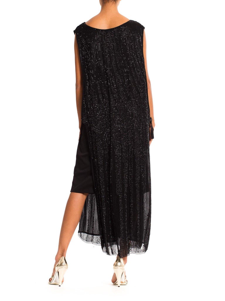 1920'S Black Silk Fully Beaded Tabard Dress For Sale at 1stDibs