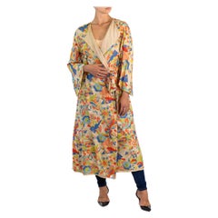 Robe kimono en soie des années 1920 au design unique et floral
