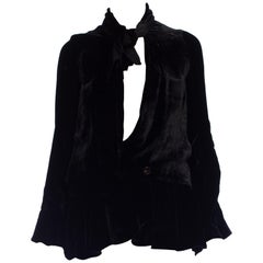 1920S Black Silk Velvet Drop-Waist Jacket Lined In Cream Satin