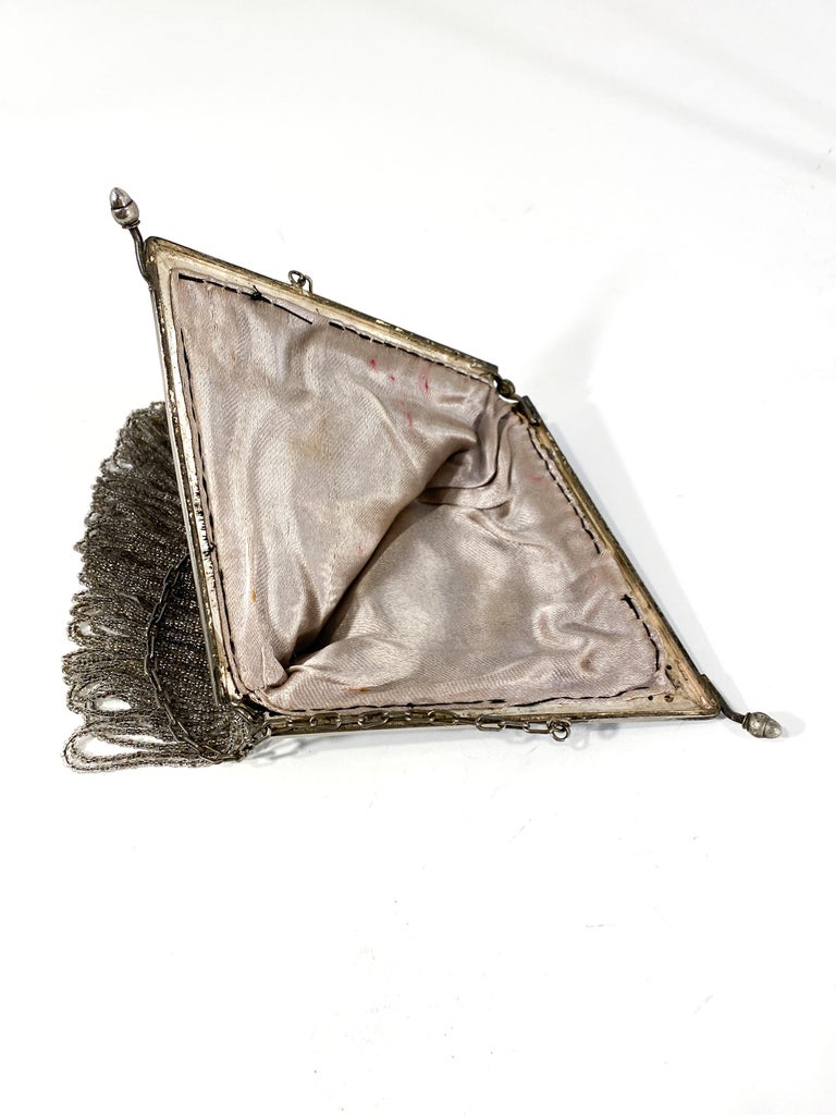 1920s Silver Beaded Handbag For Sale 1