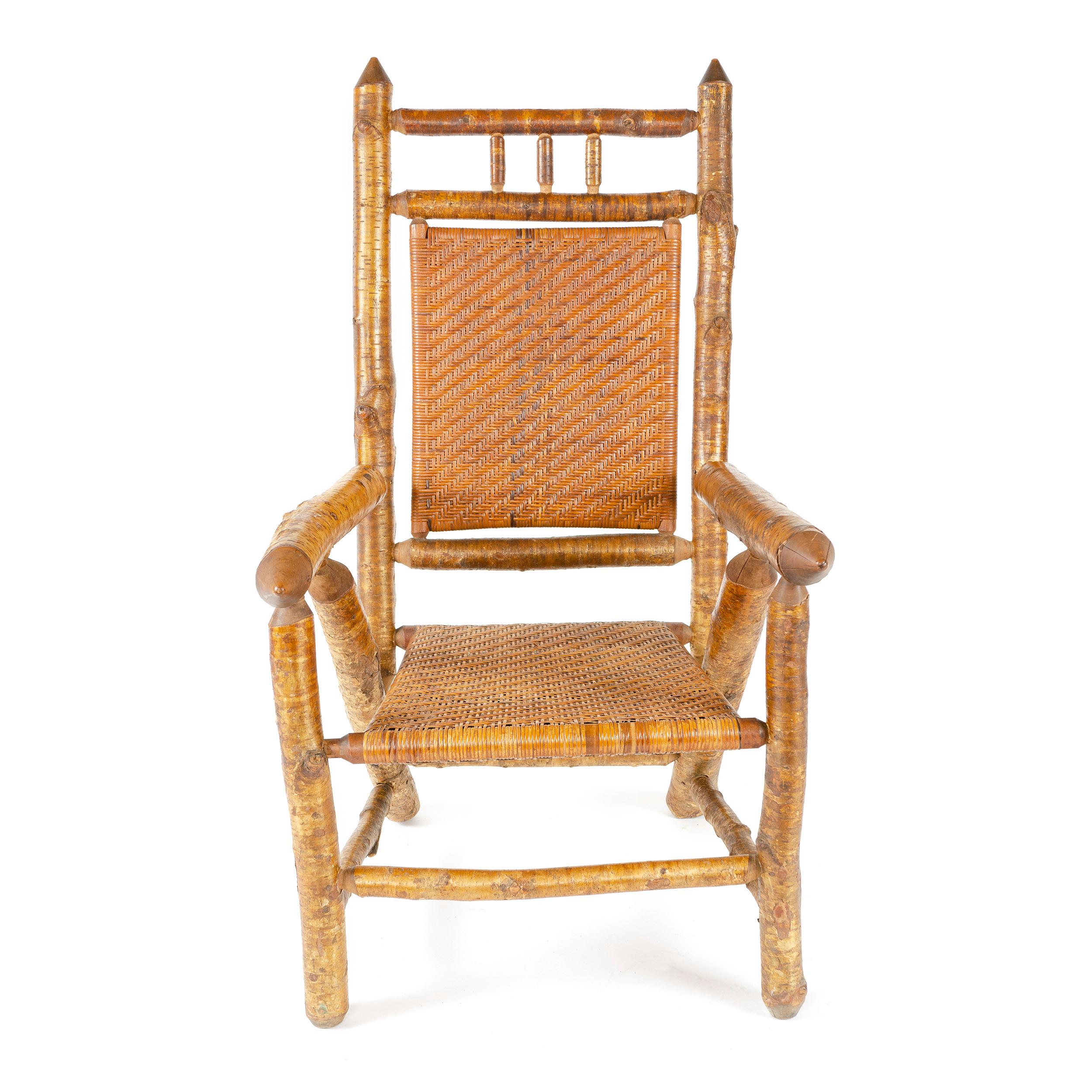 Américain Fauteuil en bouleau argenté des années 1920 par H.C. Dexter Chair Company en vente