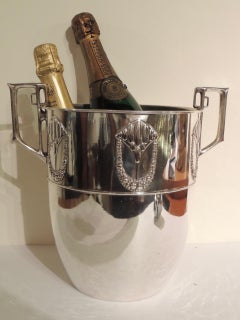 1920s Silver Champagne cooler with Repousse Floral Motif, 1920s