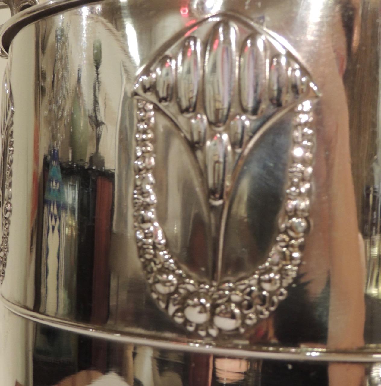 Early 20th Century 1920s Silver Champagne cooler with Repousse Floral Motif, 1920s For Sale