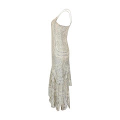 1920s Silver Cobweb Lame Flapper Culottes Dress