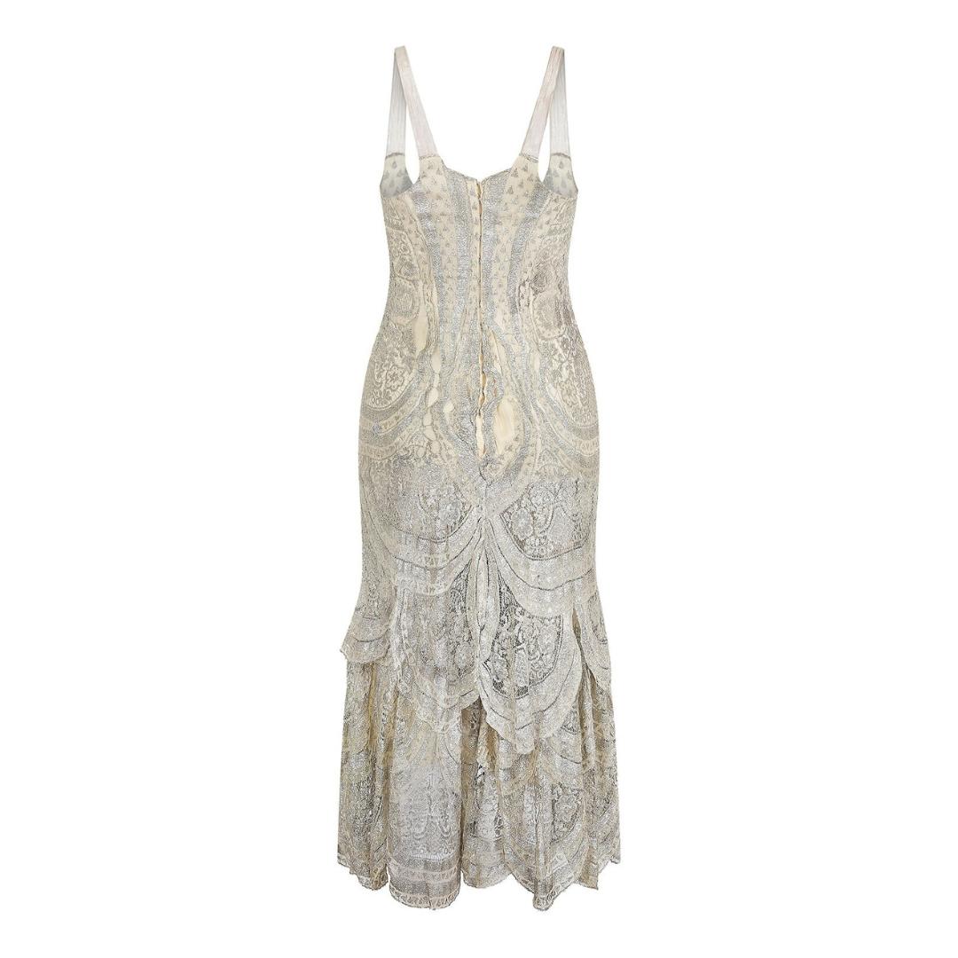 Argento Abito culottes Flapper anni '20 con ragnatela d'argento in vendita