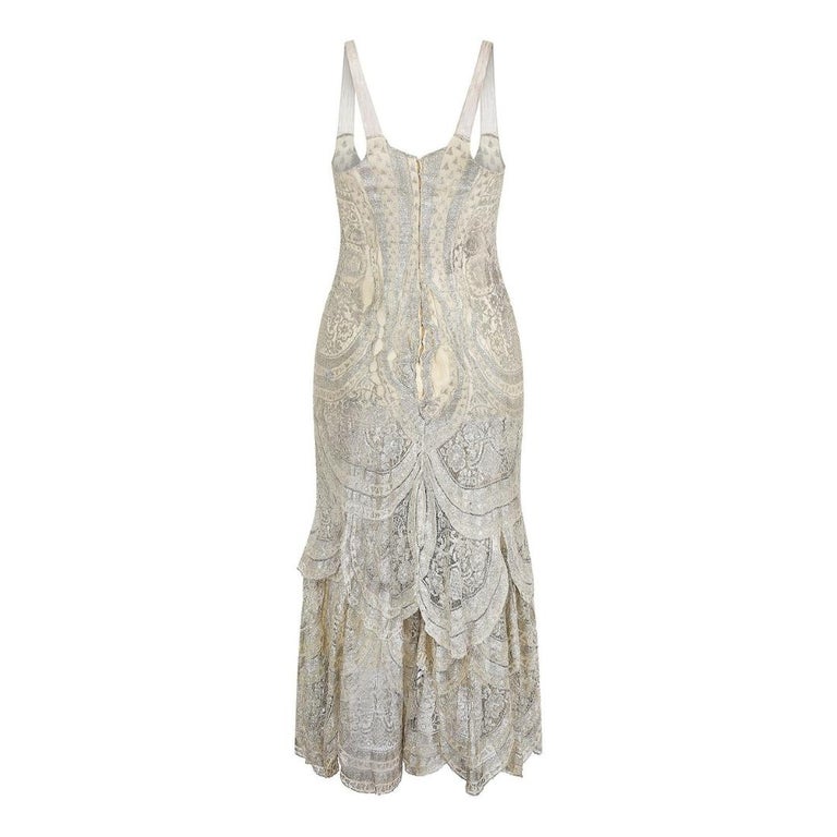 1920s Silver Cobweb Lame Flapper Culottes Dress 1920s Silver Cobweb Lame Flapper Culottes Dress