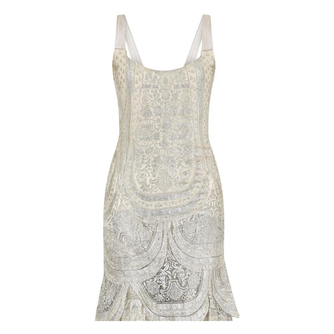 Vestido Culotte Flapper con Tela de Araña Plateada Años 20 en Bueno Estado en London, GB