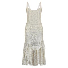 1920er Jahre Silber Spinnennetz Lame Flapper Culottes Kleid