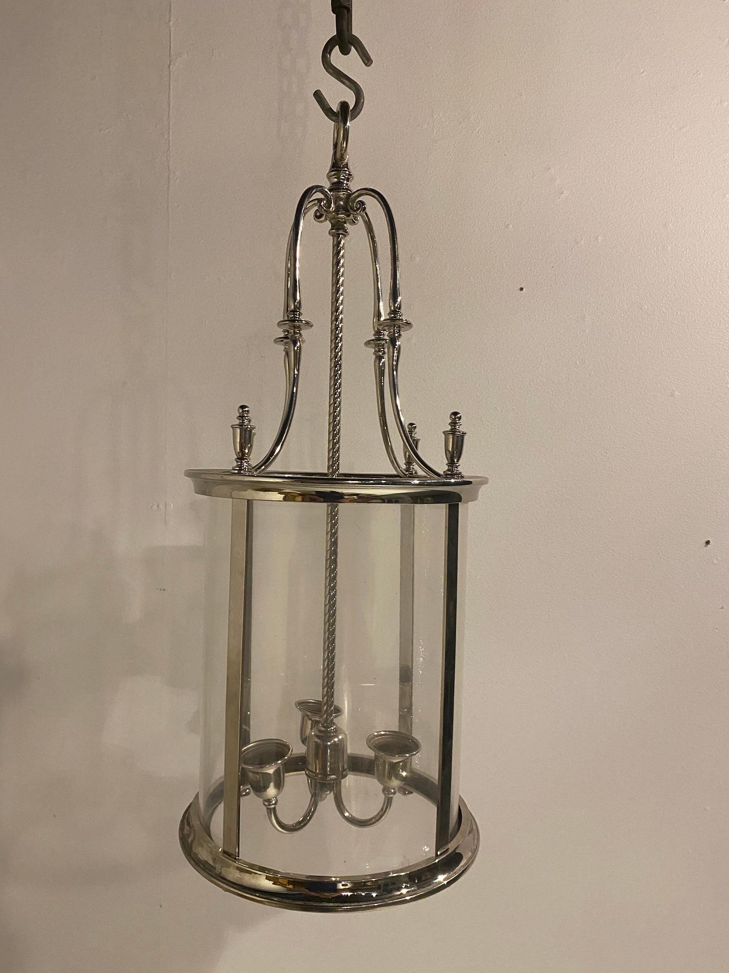 A 1920’s English silver plated lantern with interior lights
