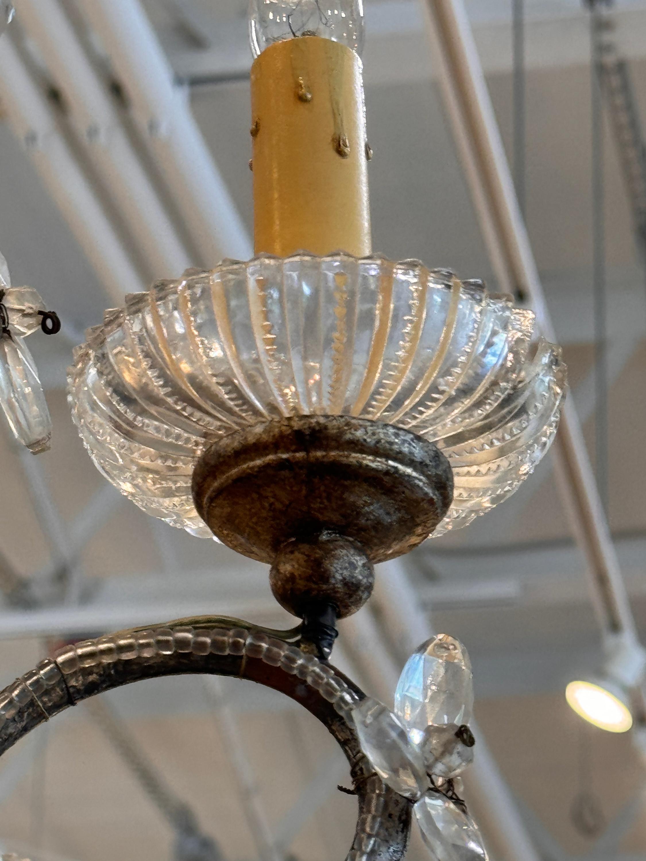 1920s Silver & Giltwood Iron Chandelier 4