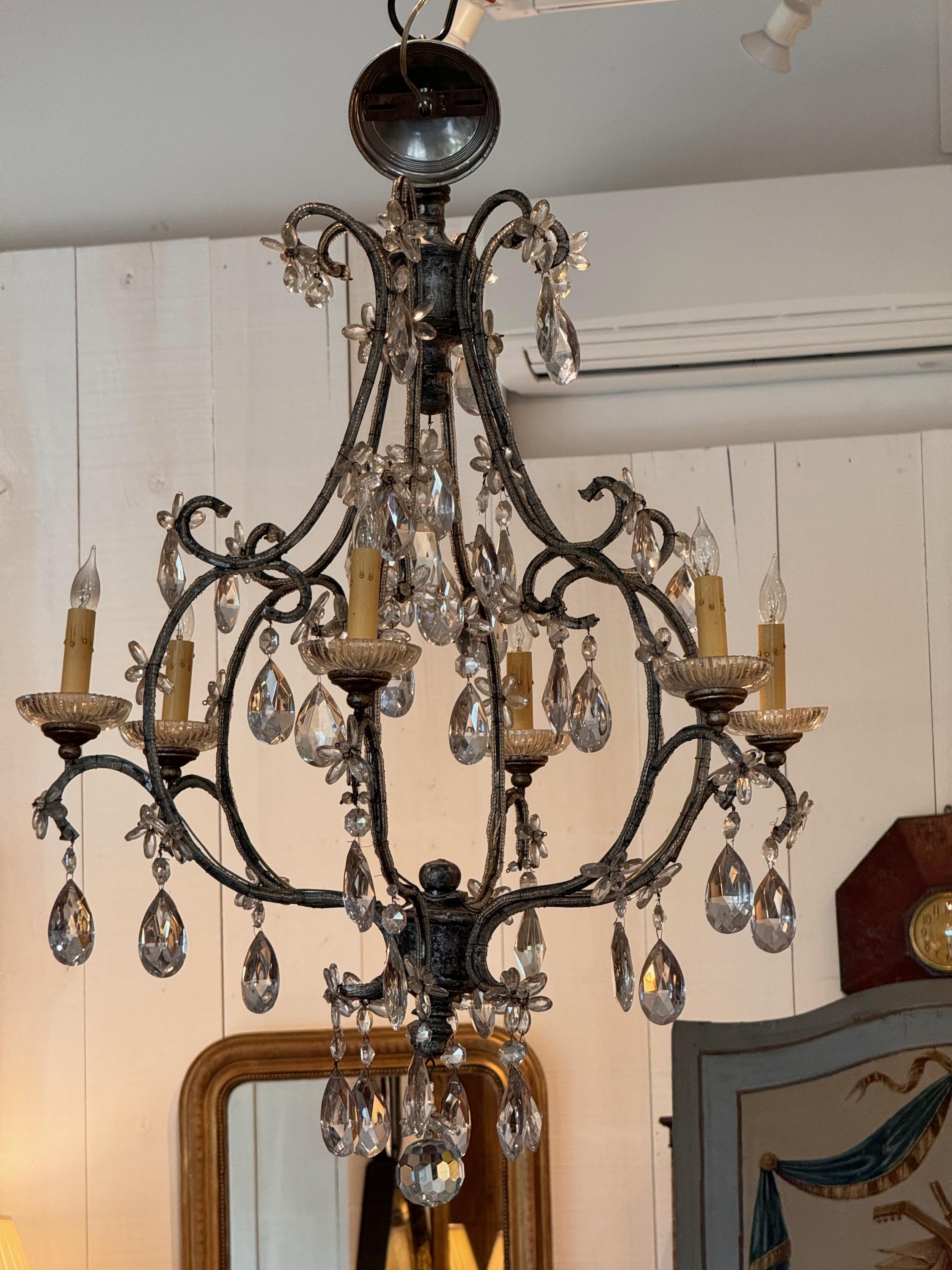 A nice size chandelier for your home. The silver gilding is nice.