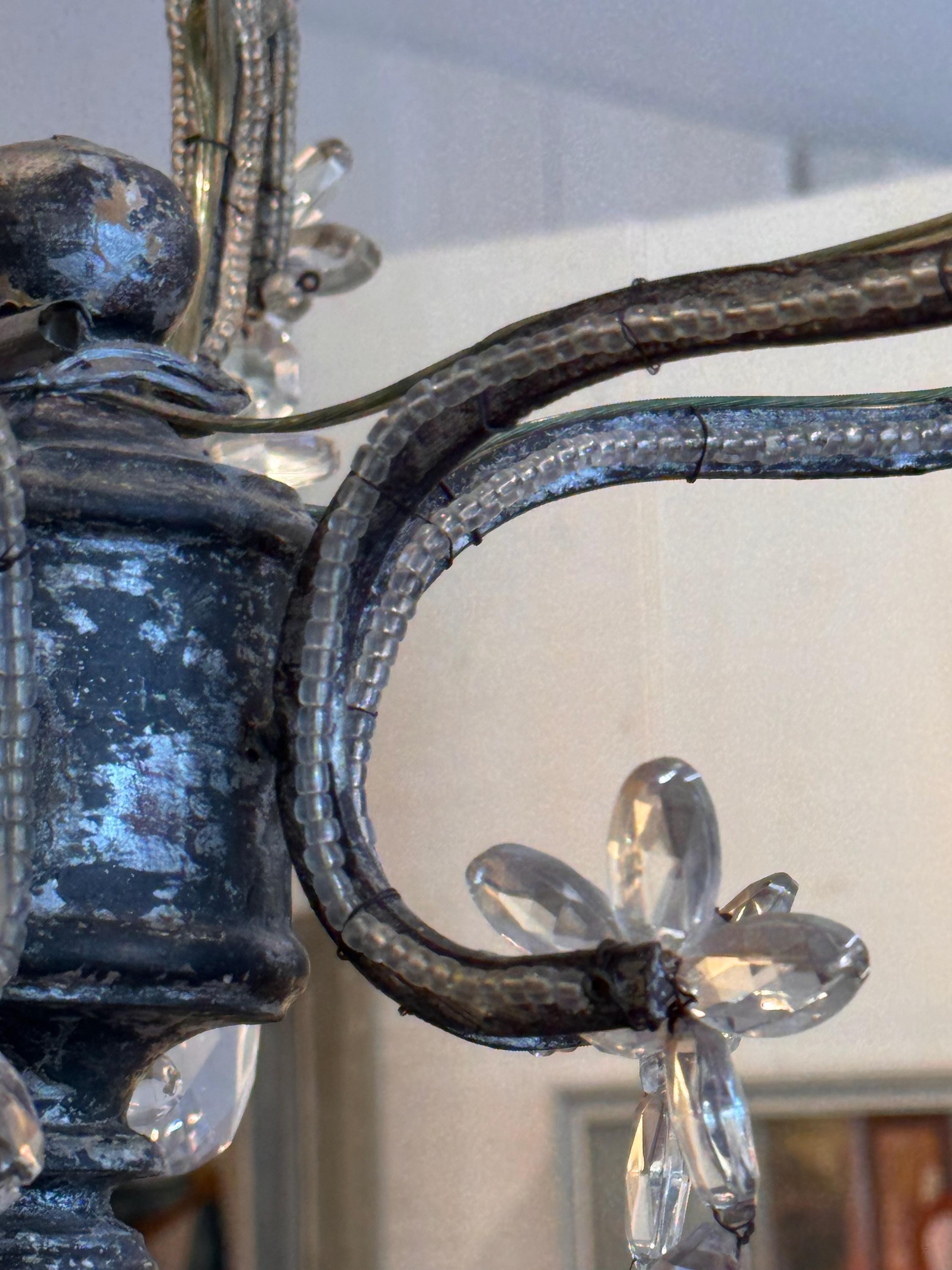 1920s Silver & Giltwood Iron Chandelier 1