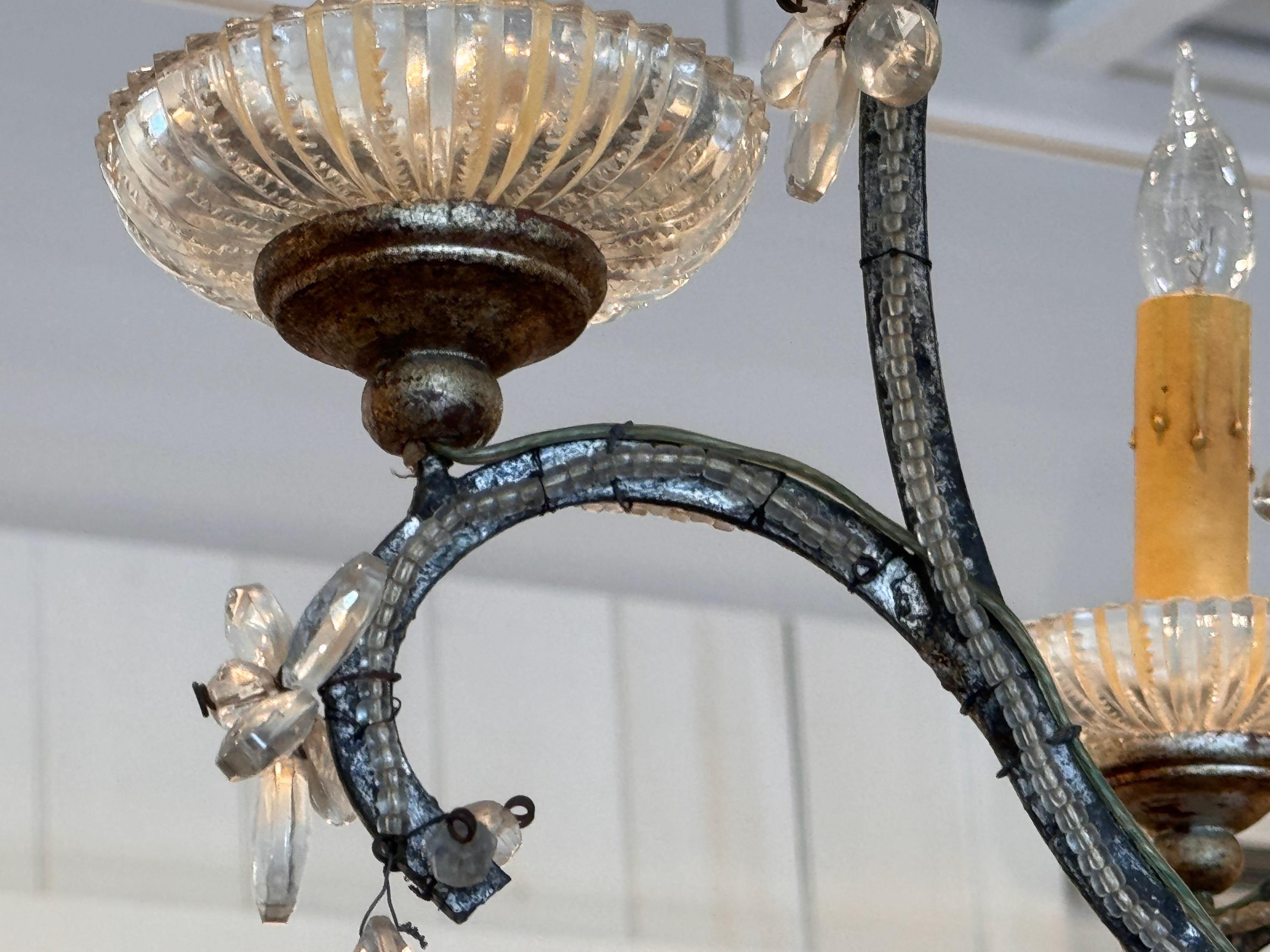 1920s Silver & Giltwood Iron Chandelier 2