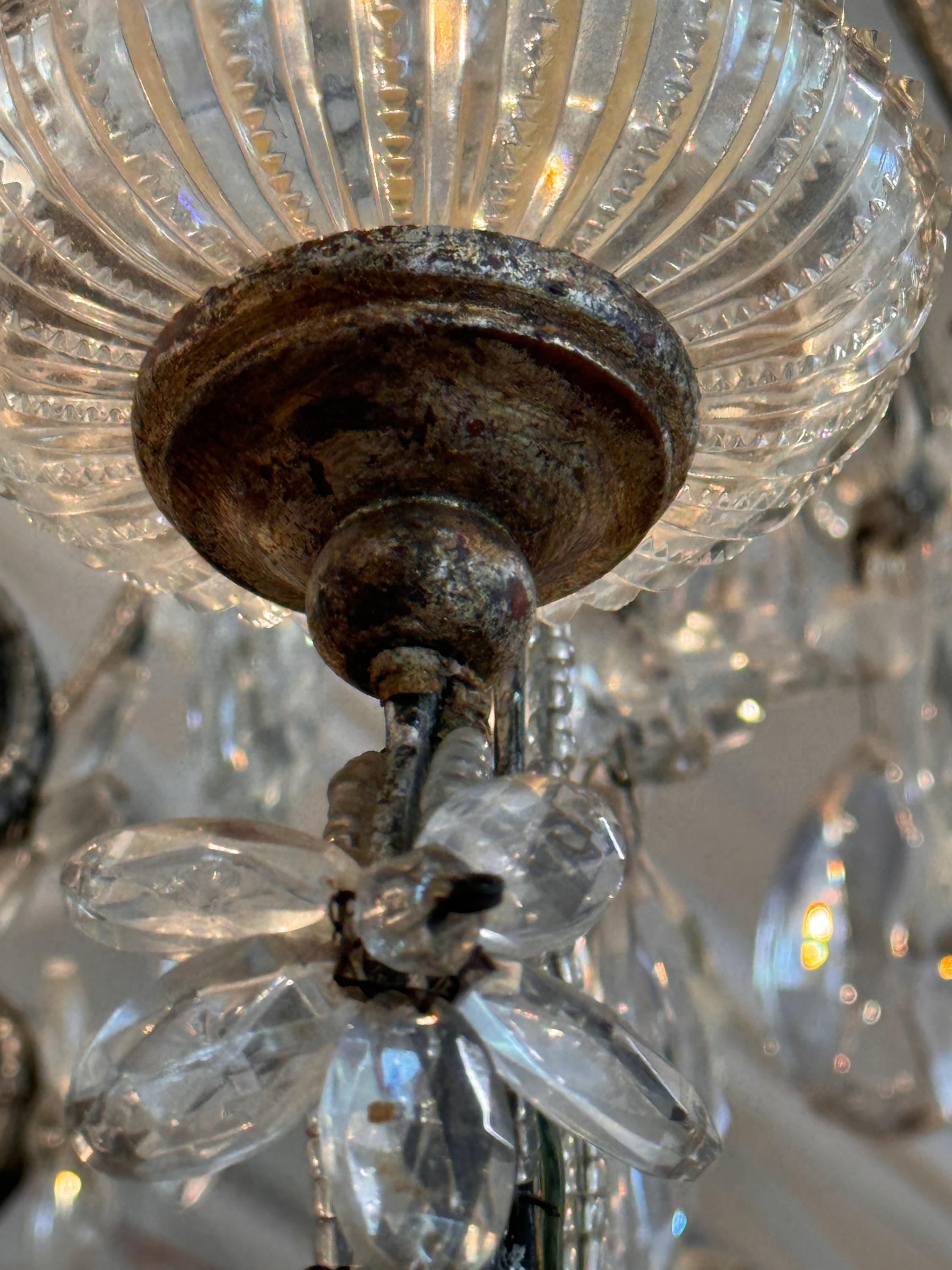 1920s Silver & Giltwood Iron Chandelier 3