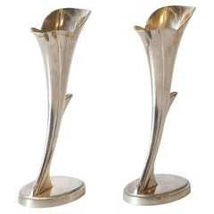 1920s Silver Japanese Candleholder / Bud Vase