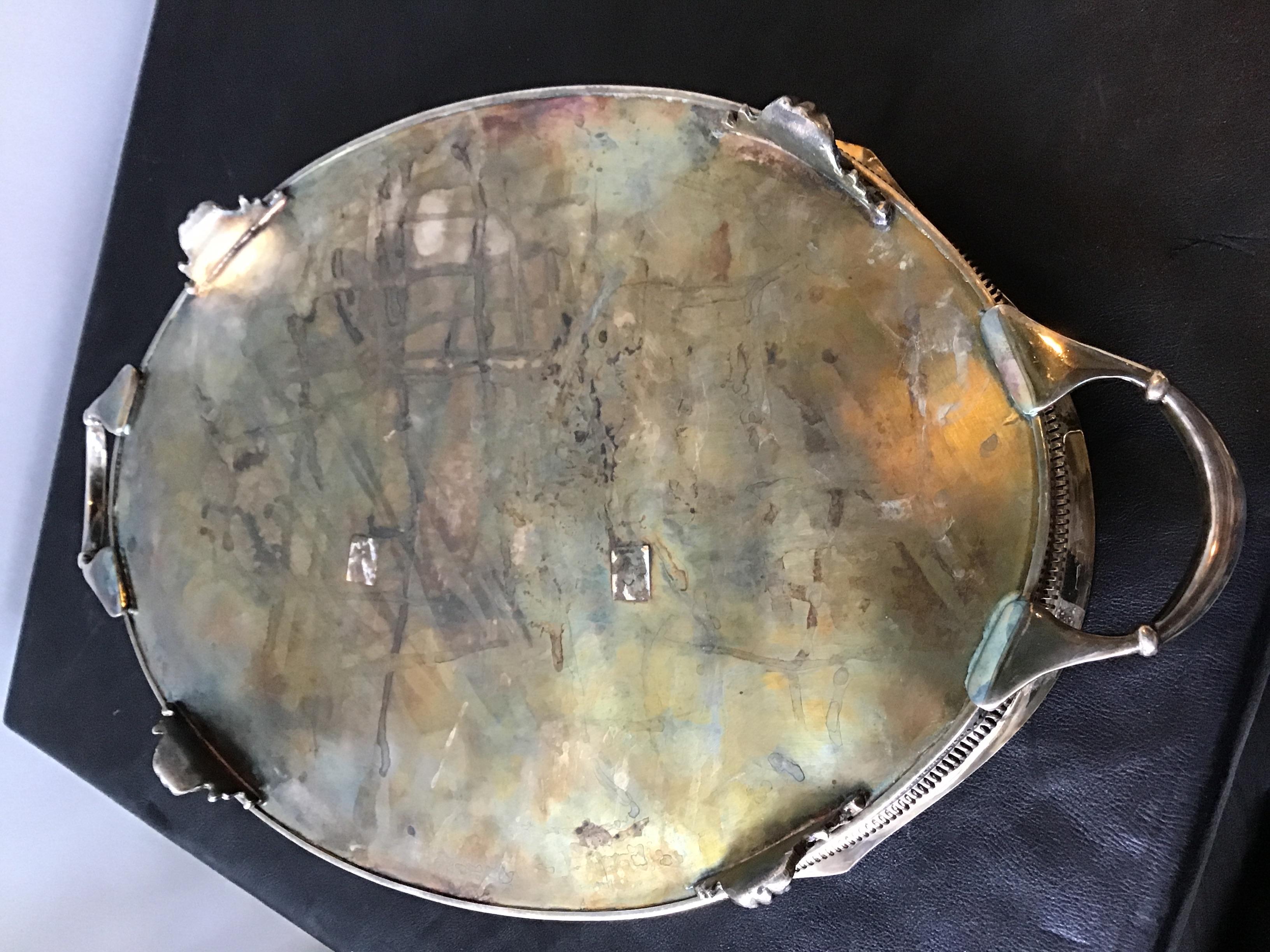 1920s Silver Plate Tray with Gallery 5