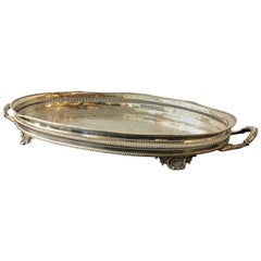 1920s Silver Plate Tray with Gallery