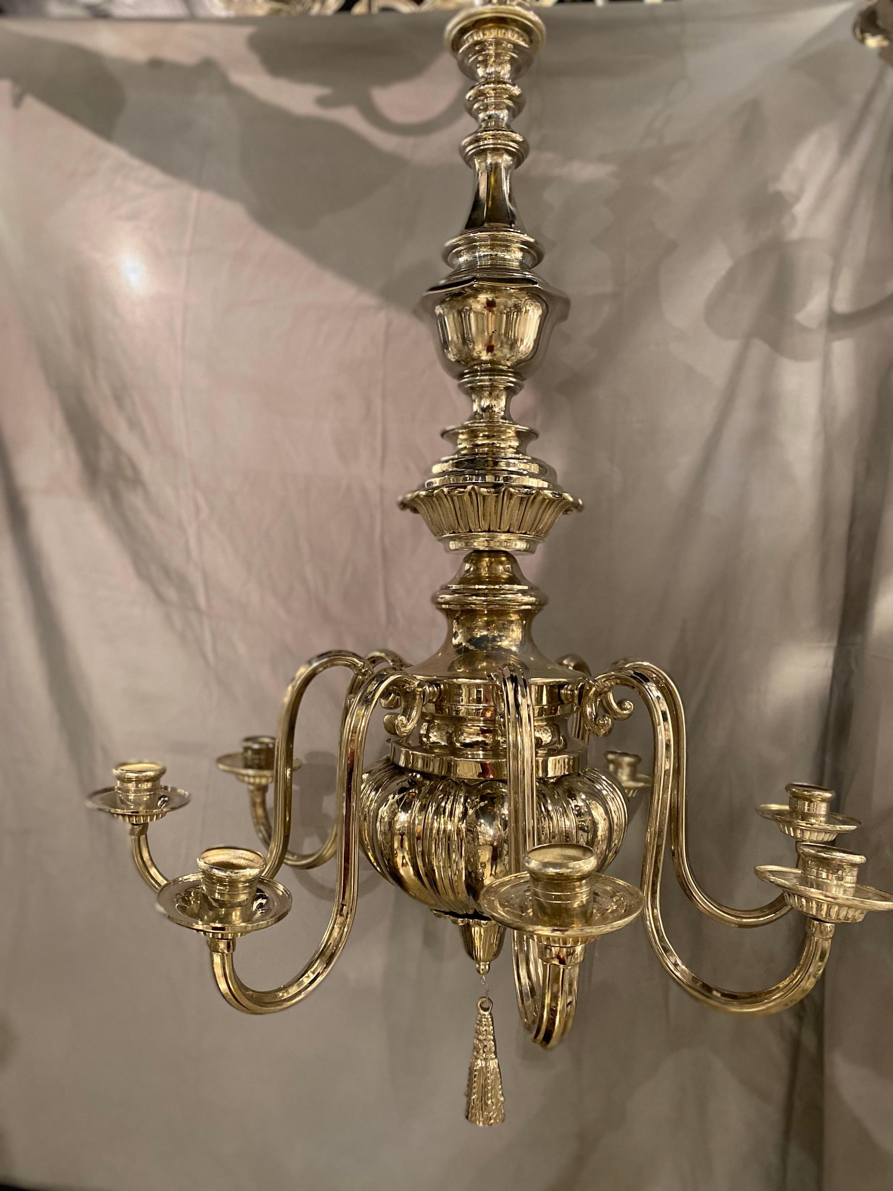 A circa 1920's Caldwell silver plated chandelier with 8 lights